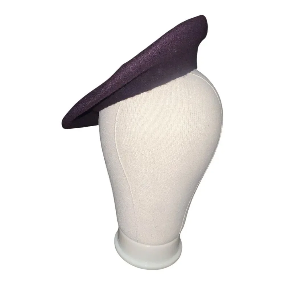 Gymboree Purple Beret All About Buttons Wool Blend Hat Sz 8 & Up EUC